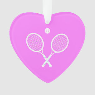 Tennisschläger und Ball-Pink-Herz Ornament