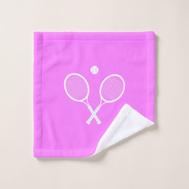 Tennisschläger und Ball-Pink-Party Waschlappen (Waschlappen)