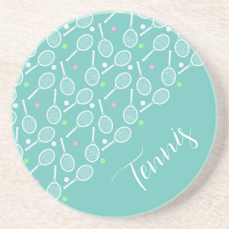 Tennisschläger und -bälle Dusty Green Untersetzer