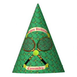 Tennisschläger und Bannerpapier-Party Partyhütchen