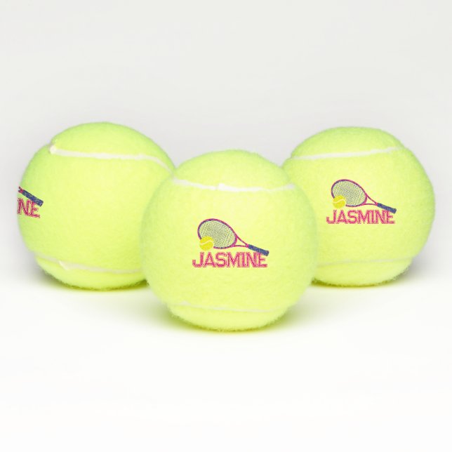 Tennisschläger und Kugelrosa Tennisbälle (Multi)