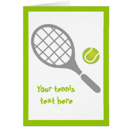 Tennisschläger und senkrechte Grußkarte