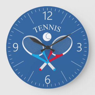 Tennisschläger und Tennisball Große Wanduhr