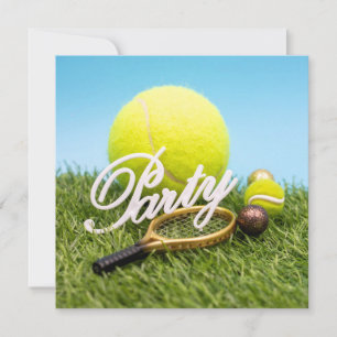 Tennisschläger und Tennisball, Party Einladung