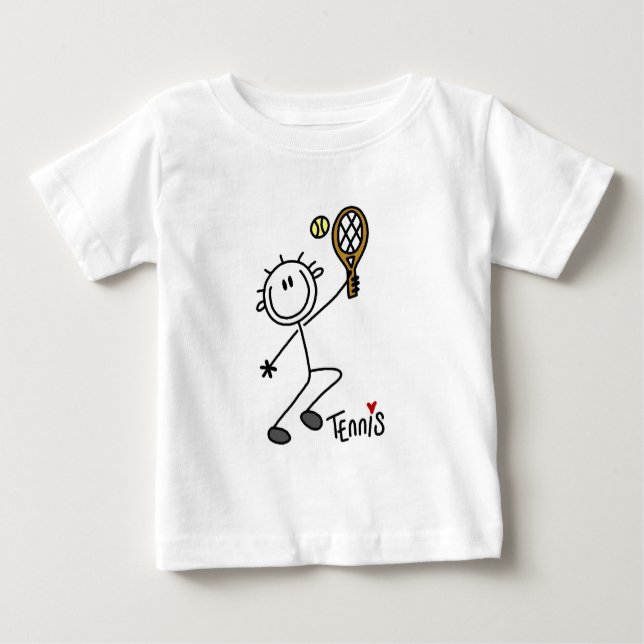 Tennisspielen mit Strichmännchen und Geschenke Baby T-shirt (Vorderseite)