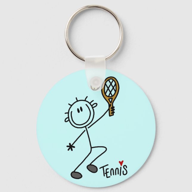 Tennisspielen mit Strichmännchen und Geschenke Schlüsselanhänger (Vorderseite)