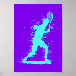 Tennisspieler - Abstrakte Aquarell-Kunst Poster