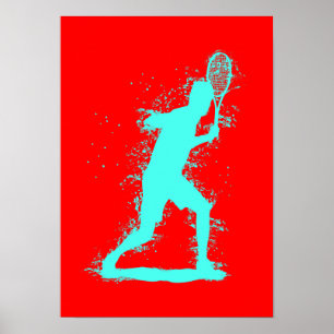 Tennisspieler - Abstrakte Aquarellkunst Poster