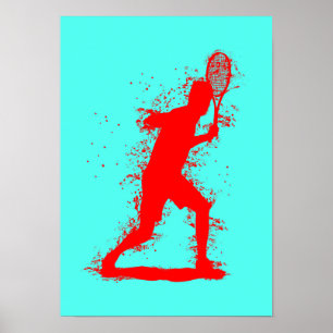 Tennisspieler - Abstrakte Aquarellkunst Poster