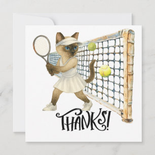Tennisspieler auf dem Platz für Katzenliebhaber Dankeskarte