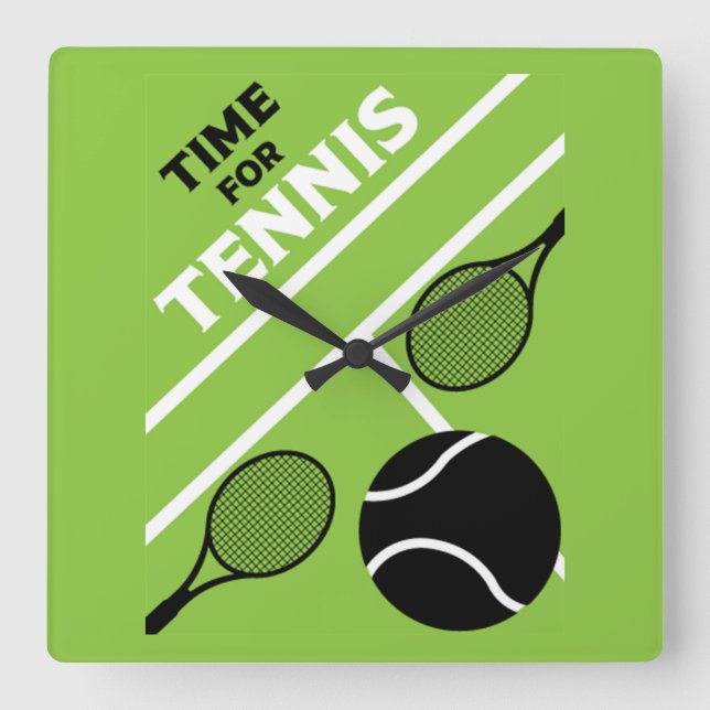 Tennisspieler auf Rasen Quadratische Wanduhr (Vorderseite)