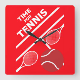 Tennisspieler auf Rasen Quadratische Wanduhr