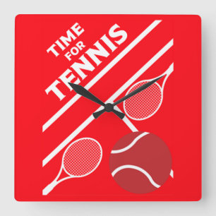 Tennisspieler auf Rasen Quadratische Wanduhr