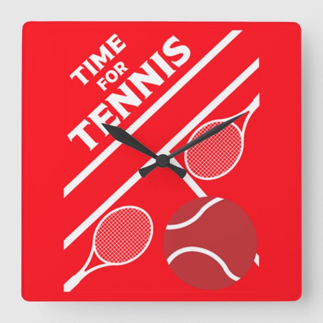 Tennisspieler auf Rasen Quadratische Wanduhr (Vorderseite)