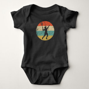 Tennisspieler Aufschlag Silhouette Retro Sport Baby Strampler