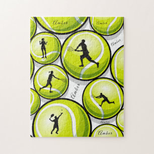 Tennisspieler & Ball Name Muster Klassische Sporta Puzzle