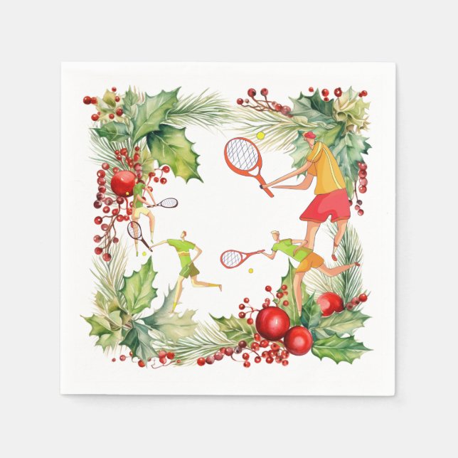 Tennisspieler für das Party zu Weihnachten Serviette (Vorderseite)