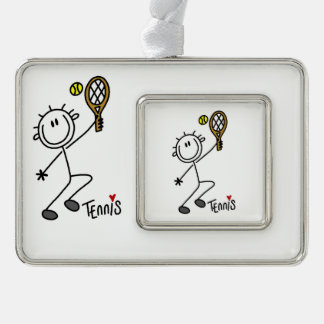 Tennisspieler für männliches Strichmännchen Rahmen-Ornament Silber