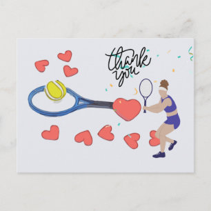 Tennisspieler halten blauen Schläger Postkarte