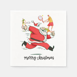 Tennisspieler hinter Weihnachten Serviette