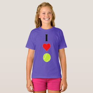 Tennisspieler I Liebe (Herz) Vertikaler Tennisspor T-Shirt