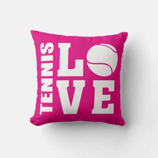 Tennisspieler, Liebe Tennis, Rosa Kissen (Vorderseite)