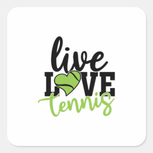 Tennisspieler Live-Liebe Tennis Quadratischer Aufkleber