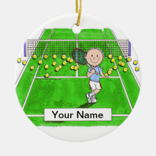 Tennisspieler, Männchen Keramik Ornament