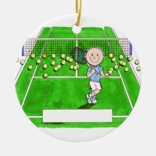 Tennisspieler, Männlich - Personalisierter Cartoo Keramik Ornament