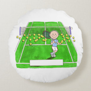 Tennisspieler, Männlich - Personalisierter Cartoon Rundes Kissen