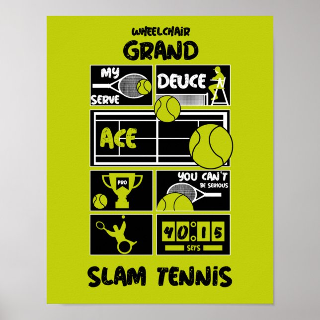 Tennisspieler mit Rollstuhl Poster (Vorne)