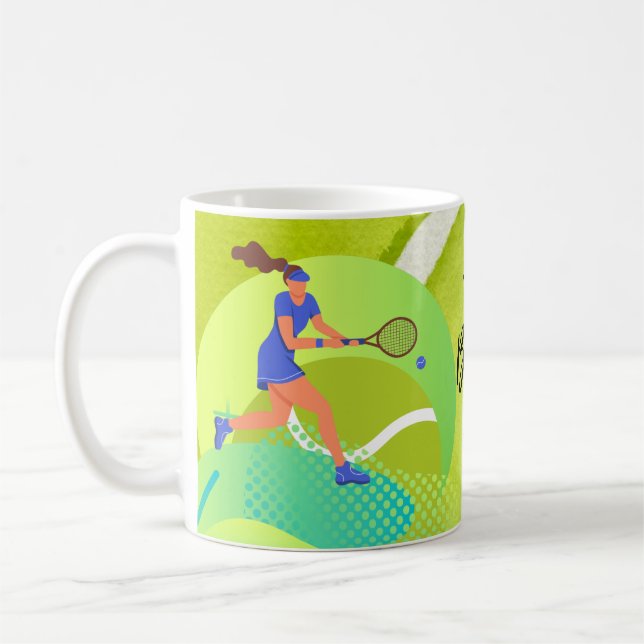 Tennisspieler mit Schläger und Ball Geburtstag Kaffeetasse (Links)