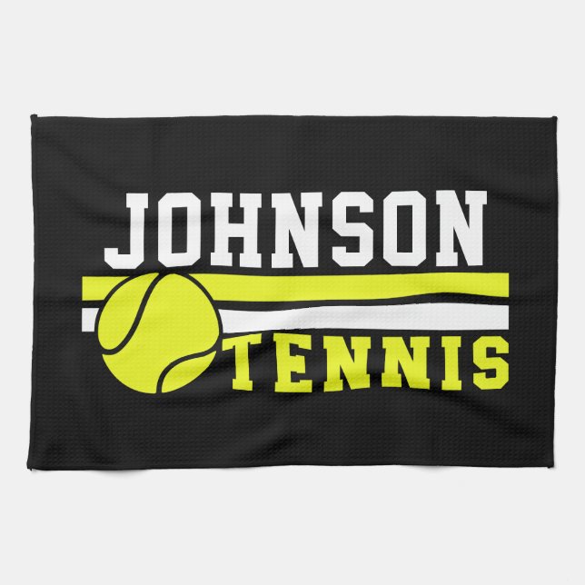 Tennisspieler NAME Ball Game Court Personalisiert Geschirrtuch (Horizontal)