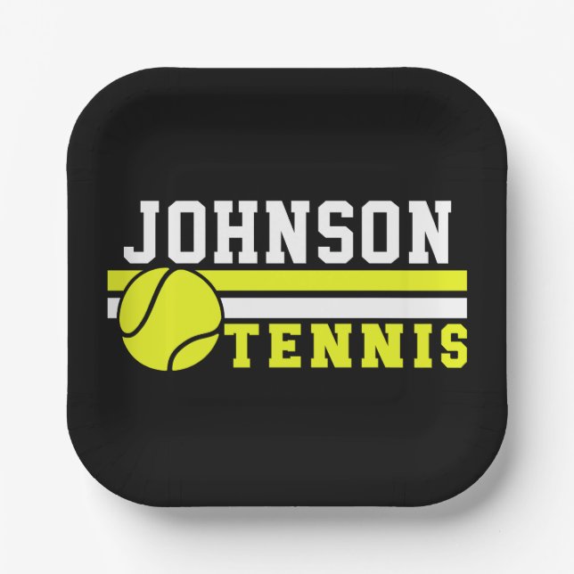 Tennisspieler NAME Ball Game Court Personalisiert Pappteller (Vorderseite)
