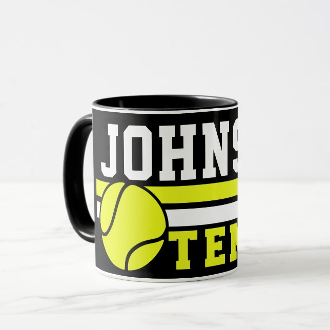 Tennisspieler NAME Ball Game Court Personalisiert Tasse (Vorderseite Links)