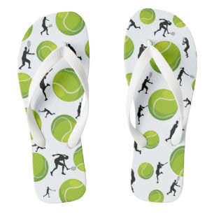 Tennisspieler-Silhouette Grünes Tennisball-Muster Flip Flops