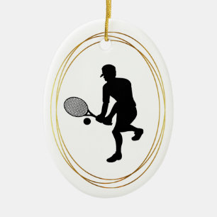 Tennisspieler Silhouette Weihnachts-Ornament Keramik Ornament