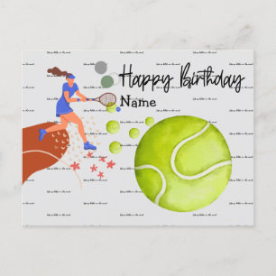 Tennisspieler spielt Happy Birthday Grußkarte Postkarte