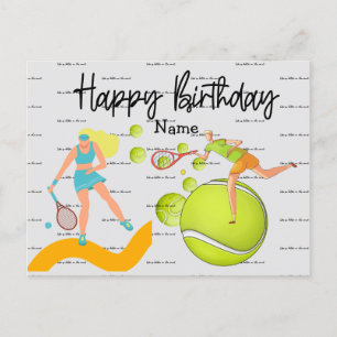 Tennisspieler spielt Happy Birthday Postkarte