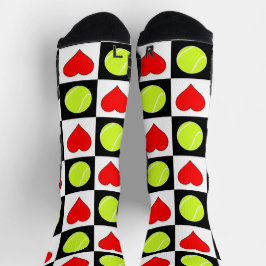 Tennisspieler Tennis Balls & Herz Pattern Sport Socken