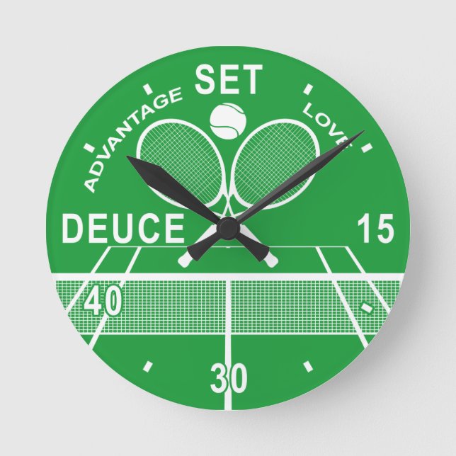 Tennisspieler, Tennisuhr. Runde Wanduhr (Vorderseite)