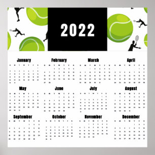 Tennisspieler-Trainer-Kalender 2022 Ballmuster Poster