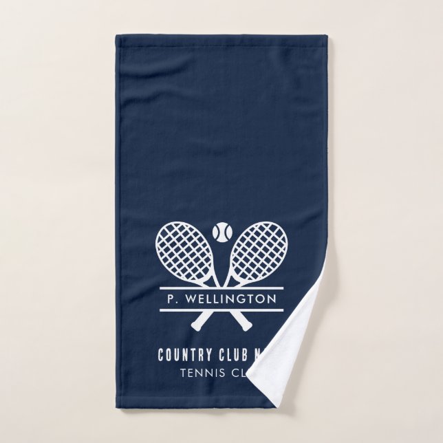 Tennisspieler und Country Club Name Navy Blue Handtuch (Handtuch)