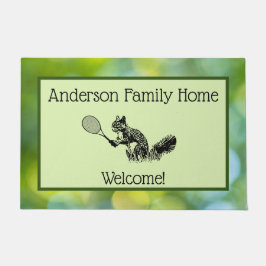 Tennisspieler und Text mit grüner Grenze Fußmatte