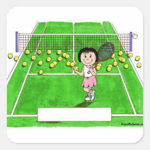 Tennisspieler, Weibliche - Geschenk für Personalis Quadratischer Aufkleber