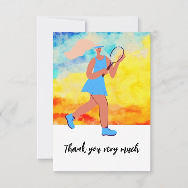 Tennisspielerin Dankeskarte (Vorderseite)
