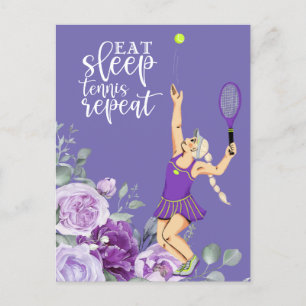 Tennisspielerin Eat Sleep Tennis Repeat Zitat Postkarte