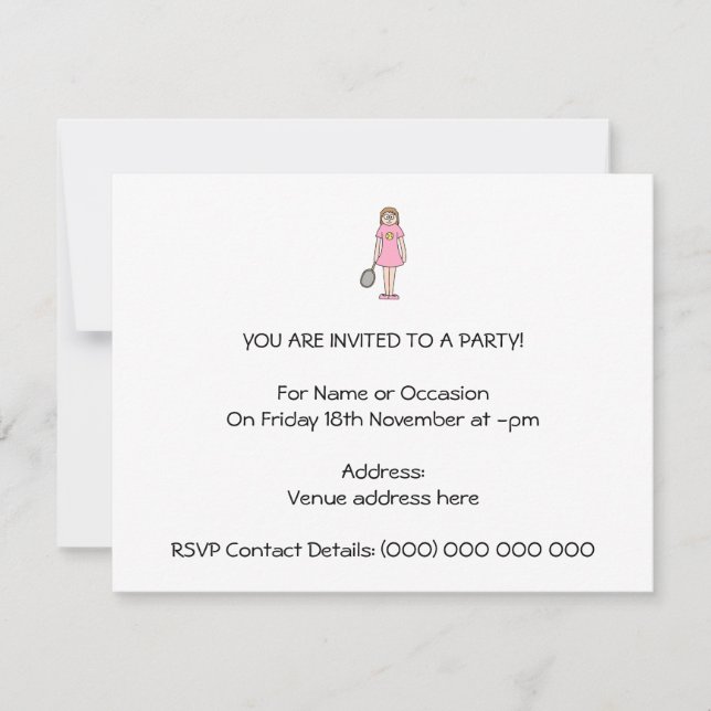 Tennisspielerin Einladung (Vorderseite)