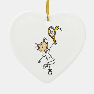 Tennisspielerin für Strichmännchen Keramikornament