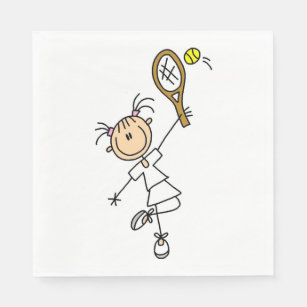 Tennisspielerin für Strichmännchen Serviette